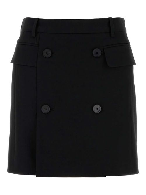 Double-breasted twill skirt - Black