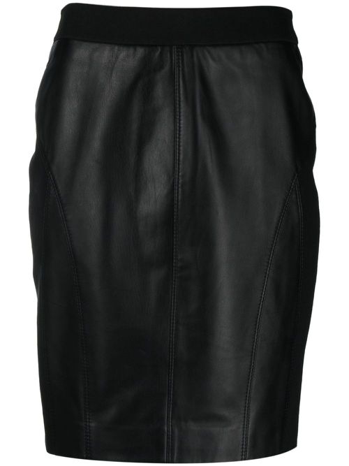 Zip-fastening leather skirt - Black