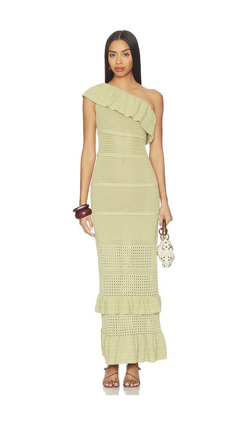 Tularosa Kenzee Ruffle Midi Dress in Sage. - XS also in XXS, S, M