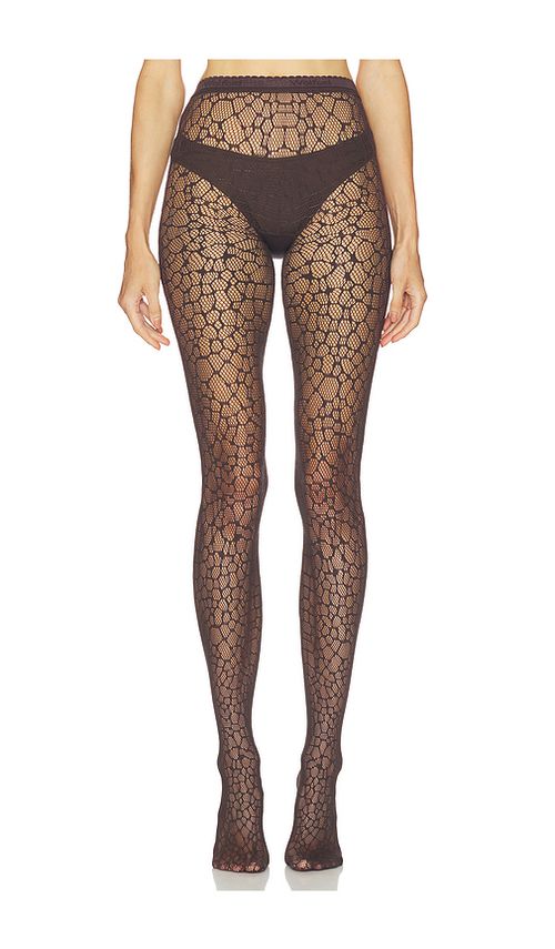 Wolford Reptile Net Tights in Brown. XS. Also in L