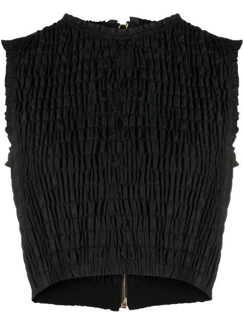 Smock-detail crop top - Black