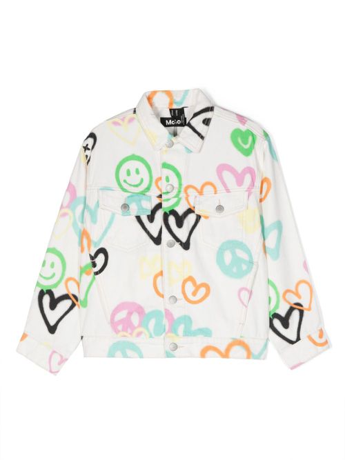 Hedly graffiti-print denim jacket - White