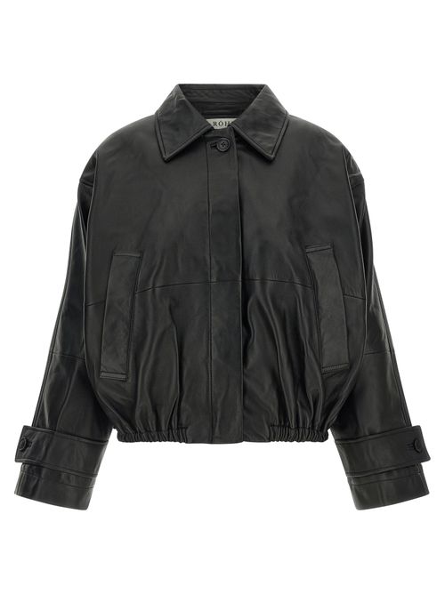 Leather Blouson Jacket — black