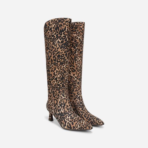 Deesha Narrow Calf Knee High Boots, Leopard Print Suede Leather