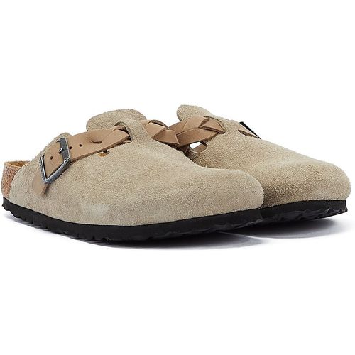 Birkenstock Boston Braided Taupe Suede Regular Clog