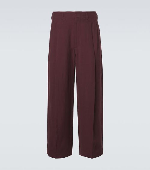 Pleated gabardine wide-leg pants