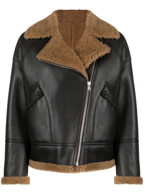 Zip-up leather jacket - Brown