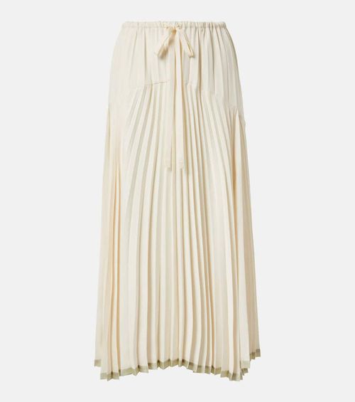 Plissé tiered midi skirt