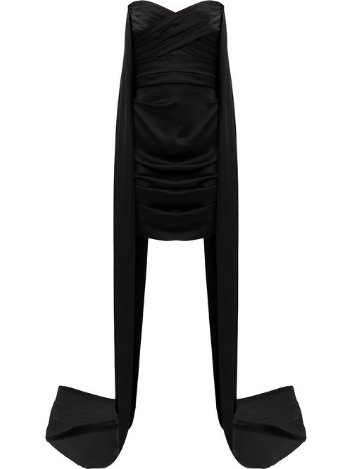 Draped-detail strapless dress - Black