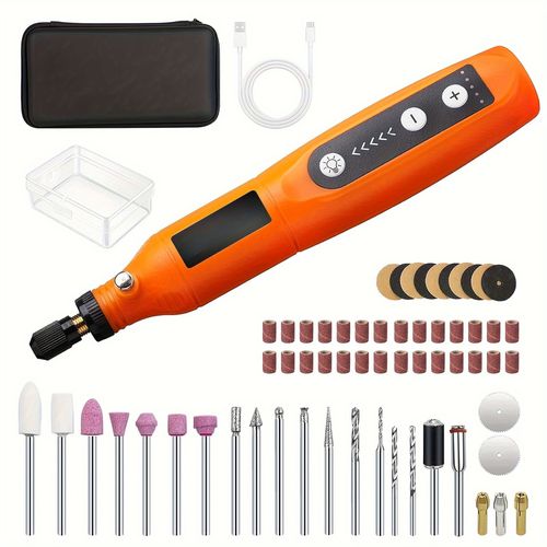 TEMU Mini Cordless Rotary Tool Kit, 5-speed With 61 Additions For Grinding & Polishing, Usb Rechargeable For Crafts, Jewelry, Woodworking