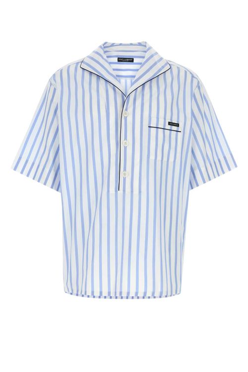 Striped Poplin Shirt — Blue