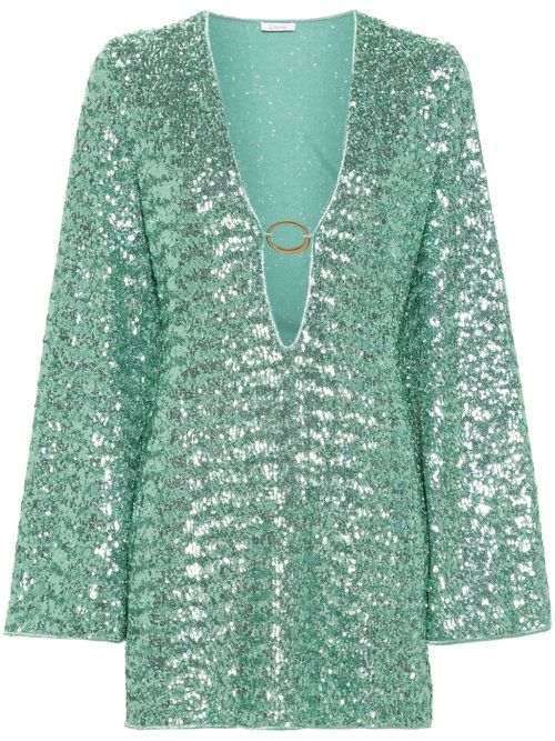 Sequinned mini dress - Green