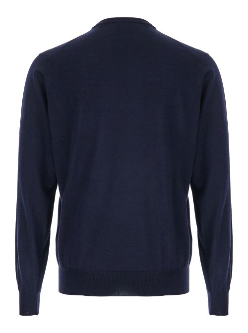 Merino Wool, Silk & Cashmere Blend Sweater — Navy
