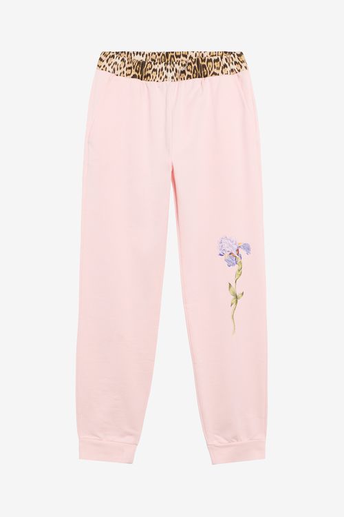 Pink Joggers With Leopard Waistband
