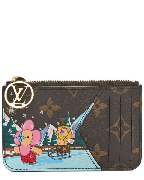 Pink Monogram Leather 2023 Christmas Animation Alpine Zipped  Romy Card Holder (Authentic Pre-Loved)