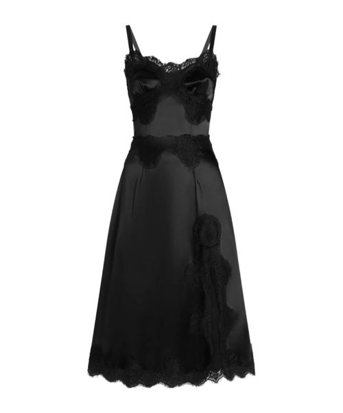 Lace-embellished satin dress