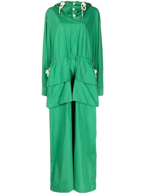 Layered long-sleeve maxi dress - Green