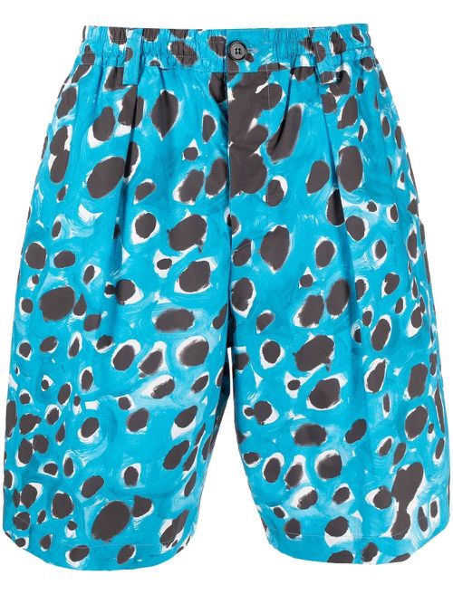All-over leopard-print shorts - Blue