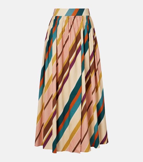 Striped cotton-blend maxi skirt