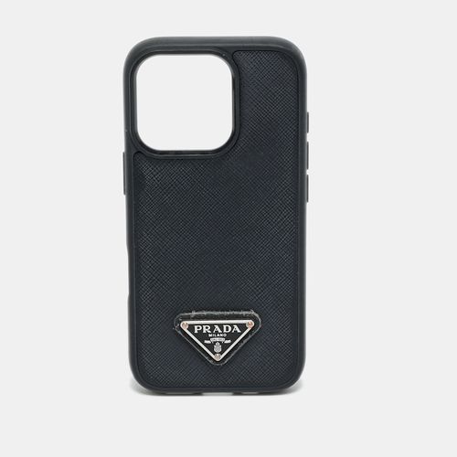 Prada iPhone 14Pro Cover Black Saffiano Leather