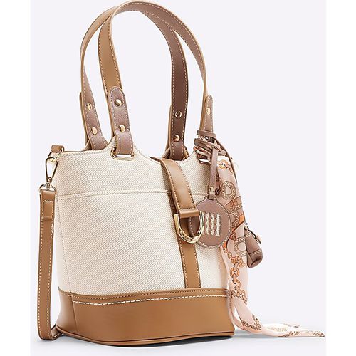 River Island Womens Bucket Bag Beige Panelled Pu - One