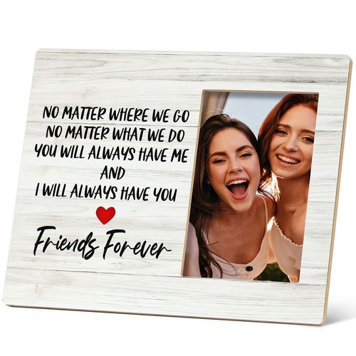 TEMU Wooden Photo Frame - 10x8 Inch Rustic Tabletop Keepsake For Women, Best Friend Gift With Message, & Going Away Celebrations, Personal Keepsake