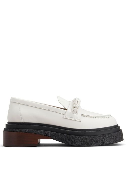 Decorative-stitching leather loafers - B015