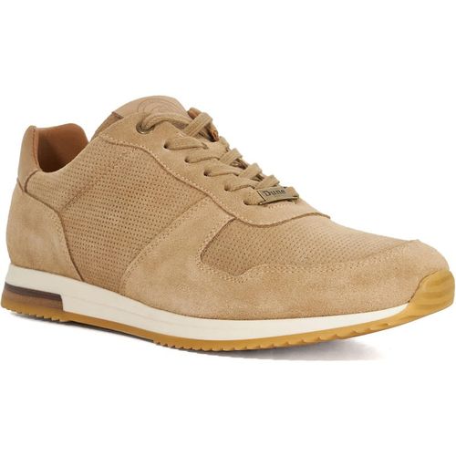 Dune London Mens Trilogy - Lace-Up Runner Trainers - Sand Suede