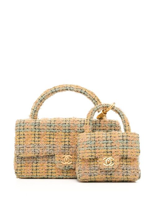 1992 tweed Classic Flap two-in-one handbag set - Yellow
