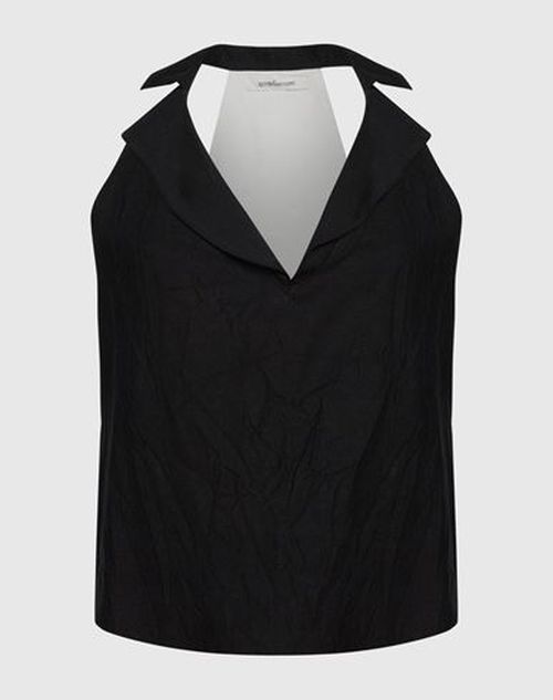 Woman Tank top Black Size 8 Cotton, Linen