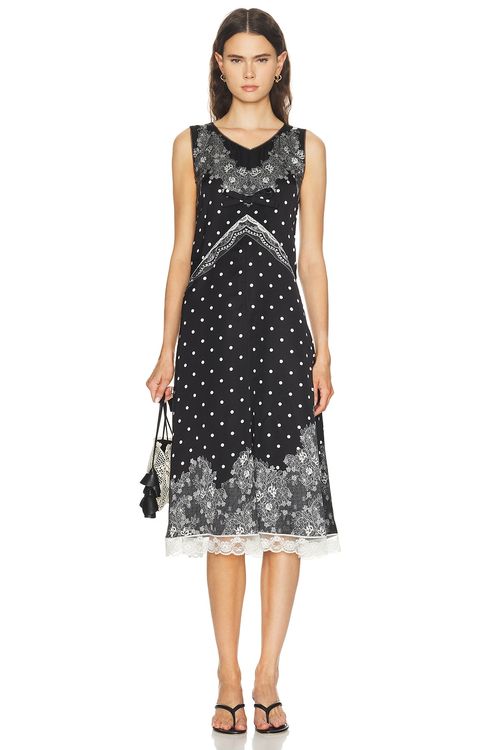 Marc Jacobs Trompe L'oeil Slip Midi Dress in Black Multi - Black. XS-S also in