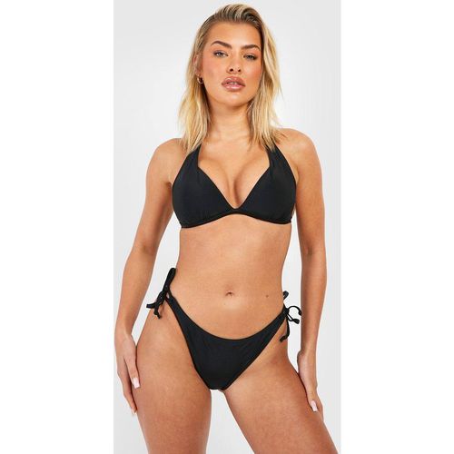 Womens Push Up Triangle Bikini Top & Tie Side Bikini Bottoms Set - Black - 16, Black