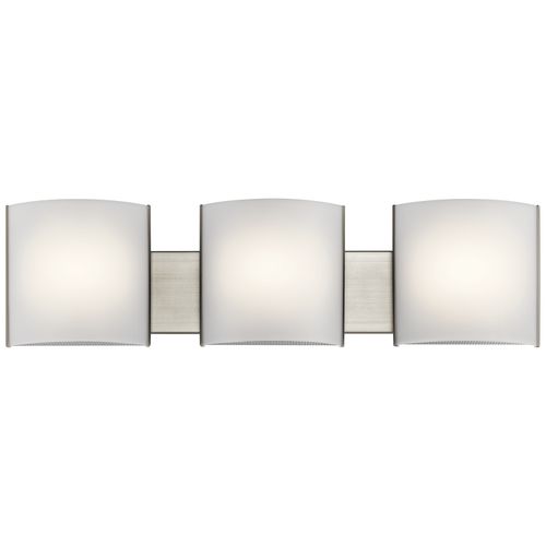 3-Light White Acrylic LED Bathroom Vanity Light in Brushed Nicke