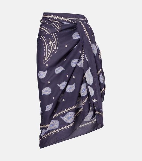Printed cotton beach cover-up