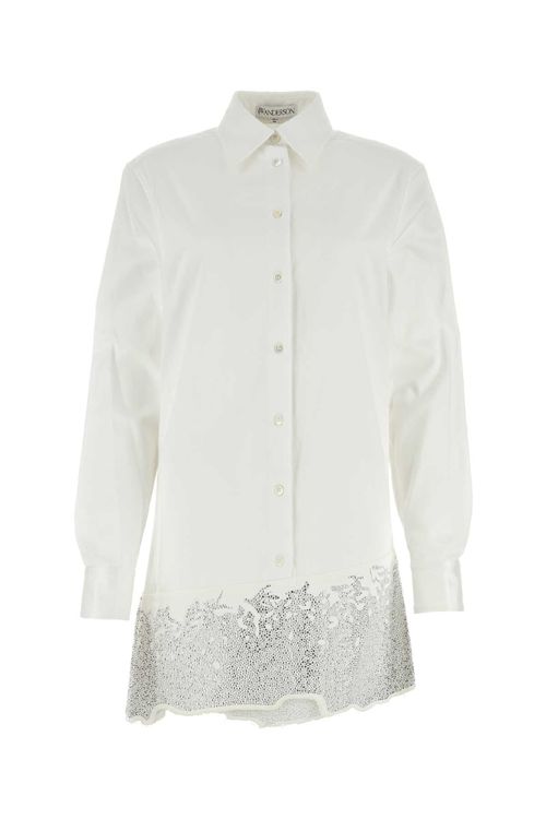 Glitter Shirt Dress — White