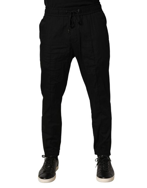Cotton Drawstring Joggers — Black