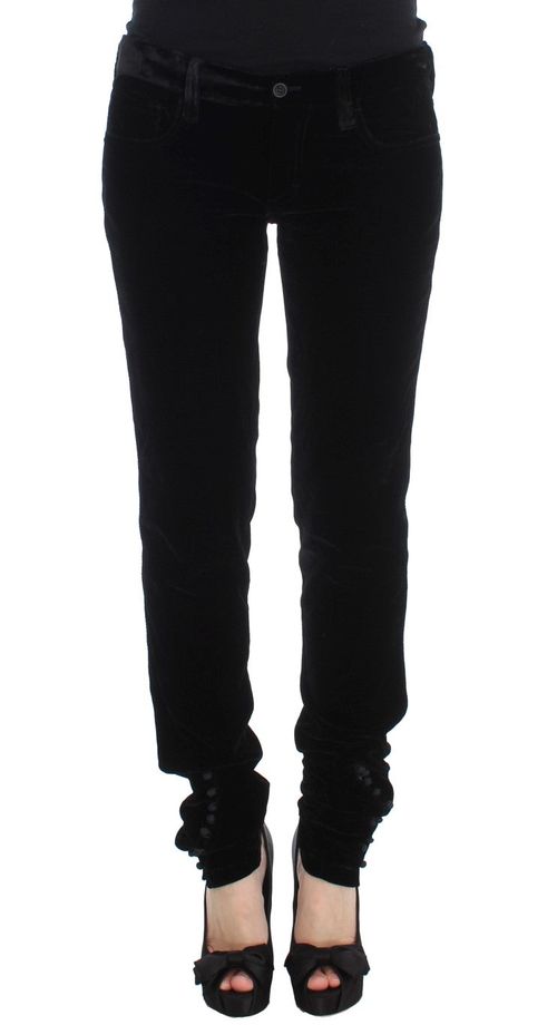 Viscose Blend Velvet Trousers — Black