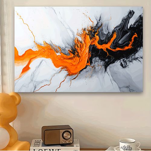 TEMU Framed Canvas Art Print - Vibrant Abstract Wall Decor, High-quality Modern Home Decoration For Living Room Or Office, Living Room Art