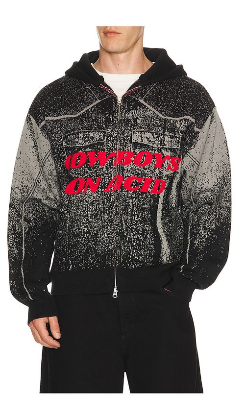 Pleasures Acid Cowboy Knitted Hoodie in Black. L. Also in XL/1X