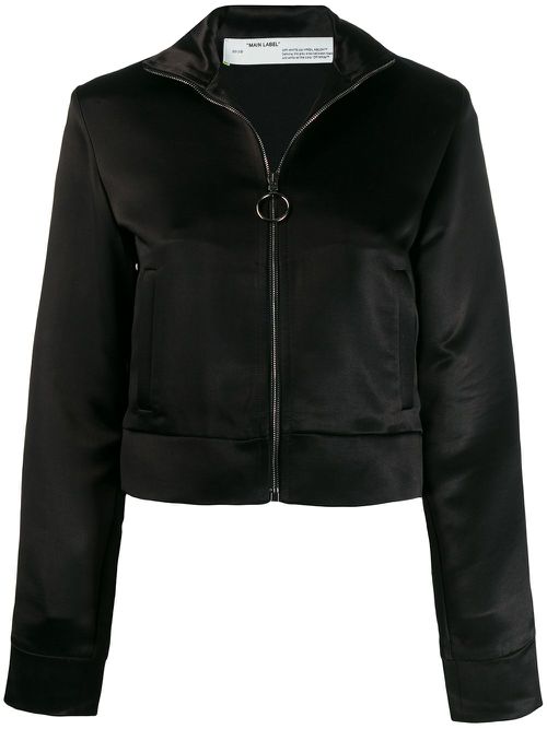 Contrast stripe zip-front jacket - Black
