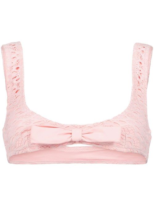 Bow-detai lace bikini - Pink