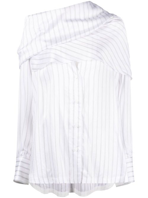 Striped asymmetric shirt - White