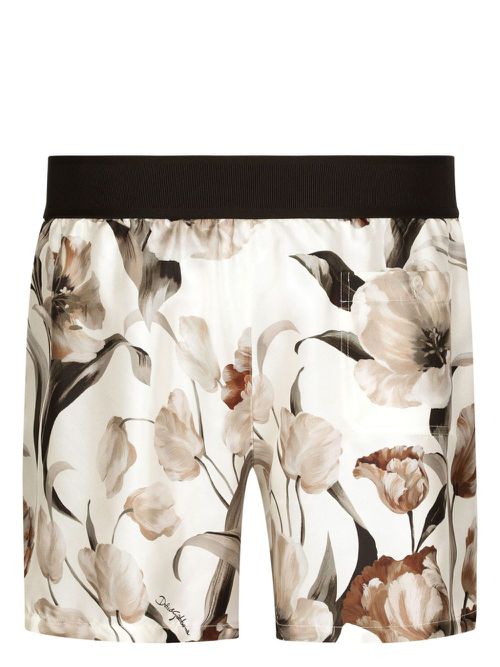 Floral-print silk shorts - White