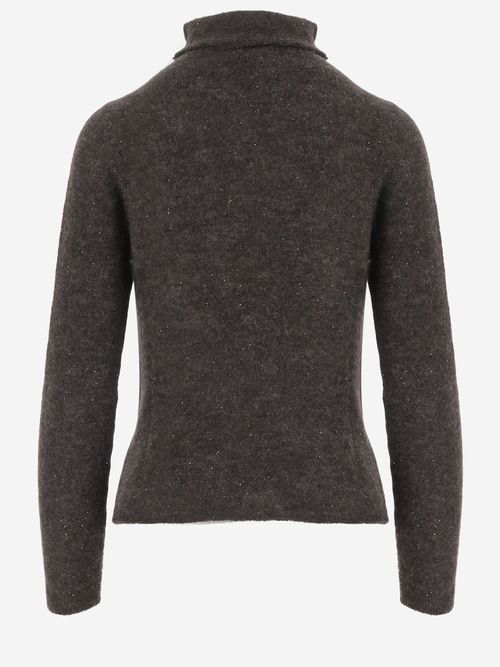 Alpaca and Wool Blend Turtleneck Sweater — Brown