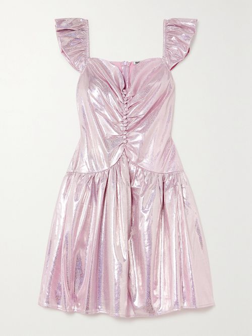 Wendy Ruched Holographic Lamé Mini Dress