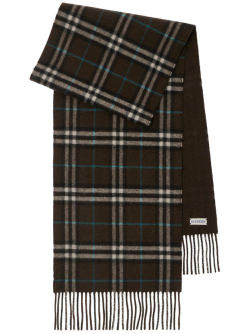 Reversible Check Cashmere Scarf - Brown
