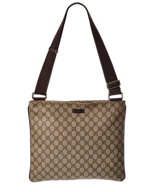 Beige GG Supreme Canvas Monogram Medium Flat Messenger Bag (Authentic  Pre-Loved)