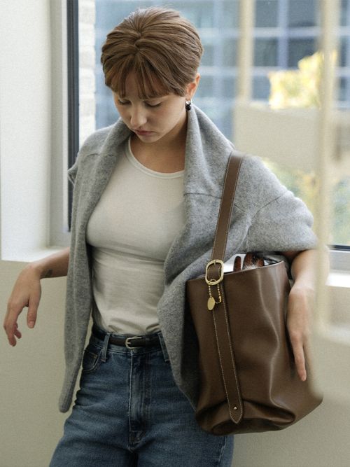 Belted Carryall Midi Brown