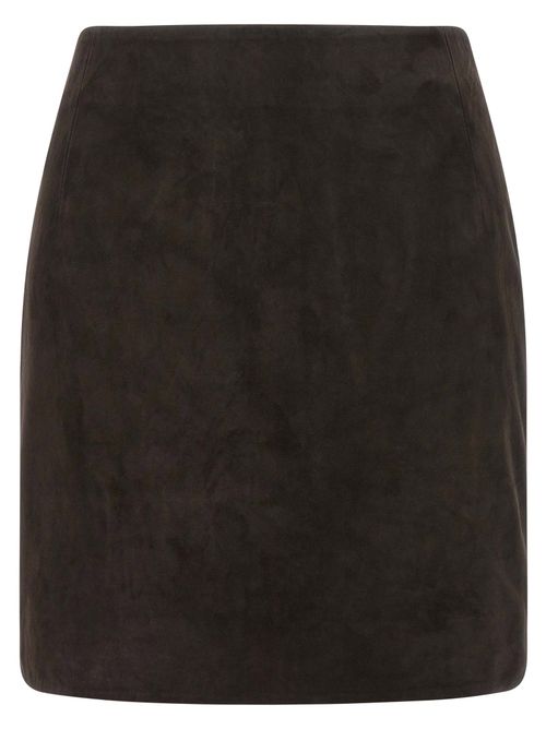 Suede-Effect Skirt — Burgundy