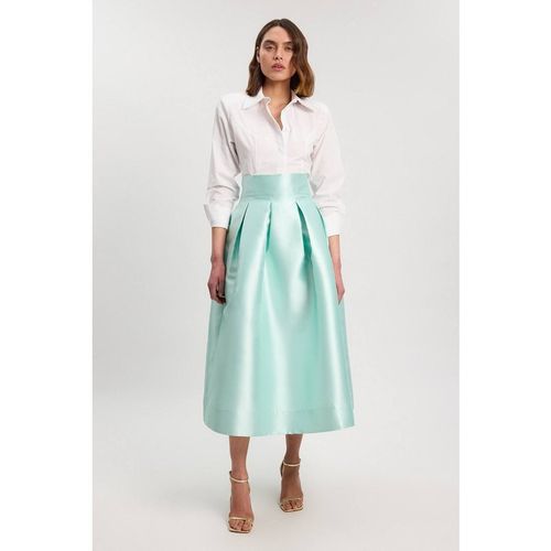 Karen Millen Women's Forever Twill Woven Prom Maxi Skirt in Mint